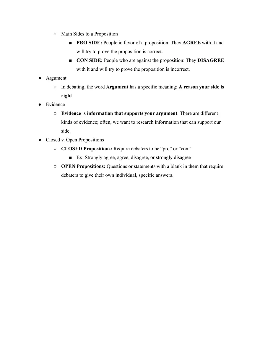 Key Debate Terms - Page 2