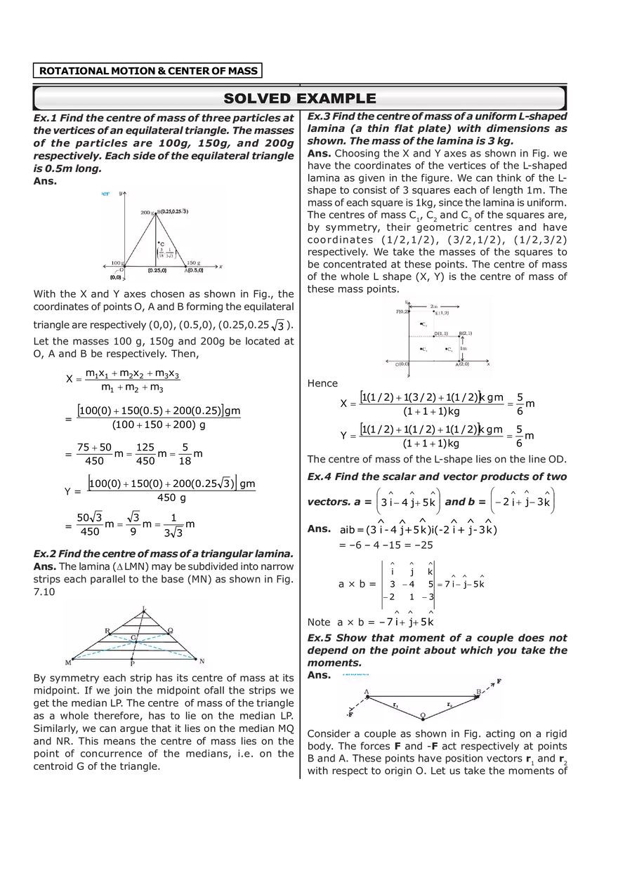 Rotational Motion & Center of Mass  Solved Example - Page 1
