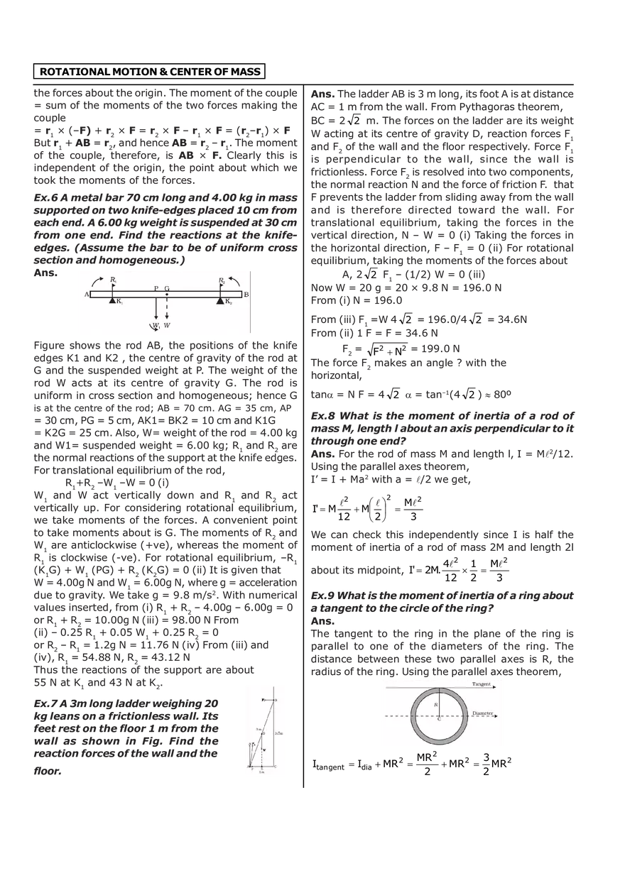Rotational Motion & Center of Mass  Solved Example - Page 2