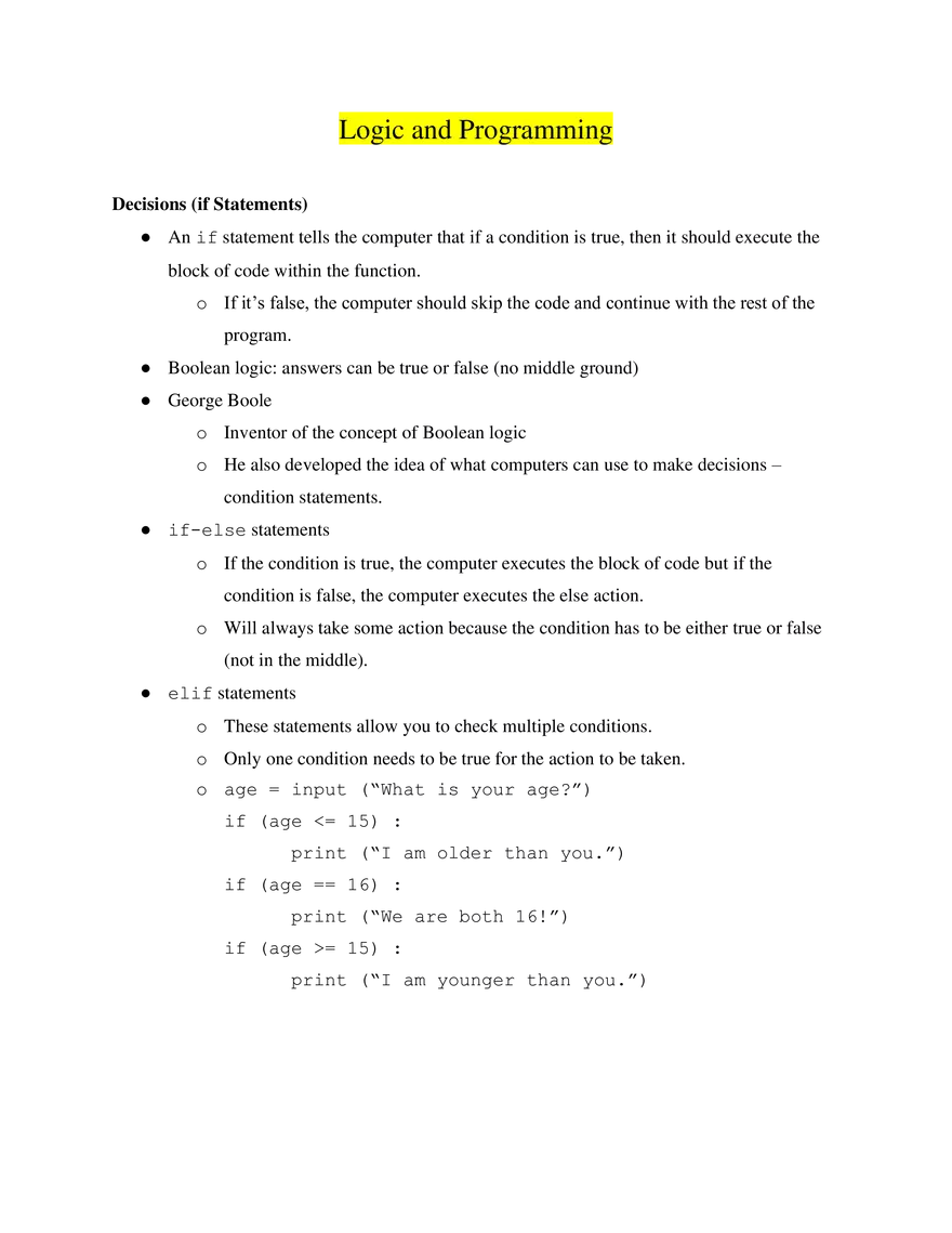 Foundations of Programming Study Guide - Page 7