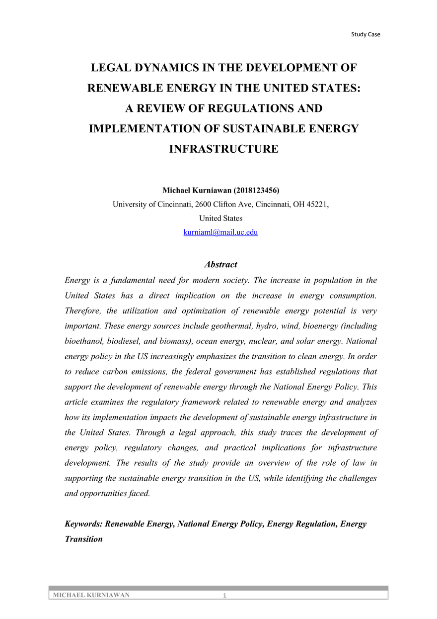 Legal Dynamics In The Development Of Renewable Energy - Page 1
