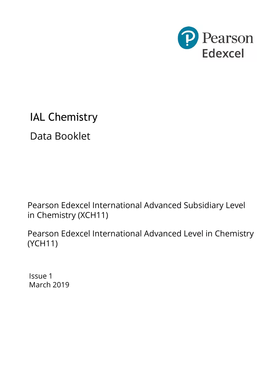 IAL Chemistry Data Booklet - Page 1
