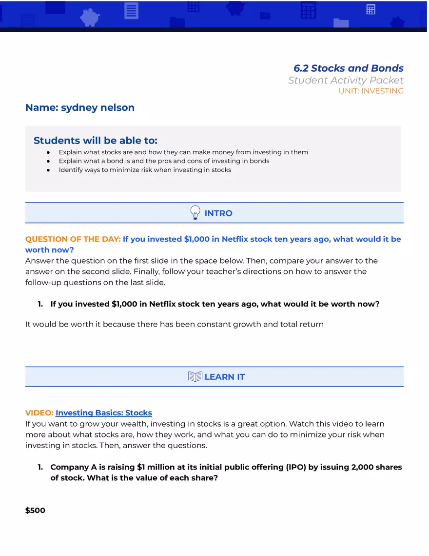 6.2 Stocks and Bonds - Page 1