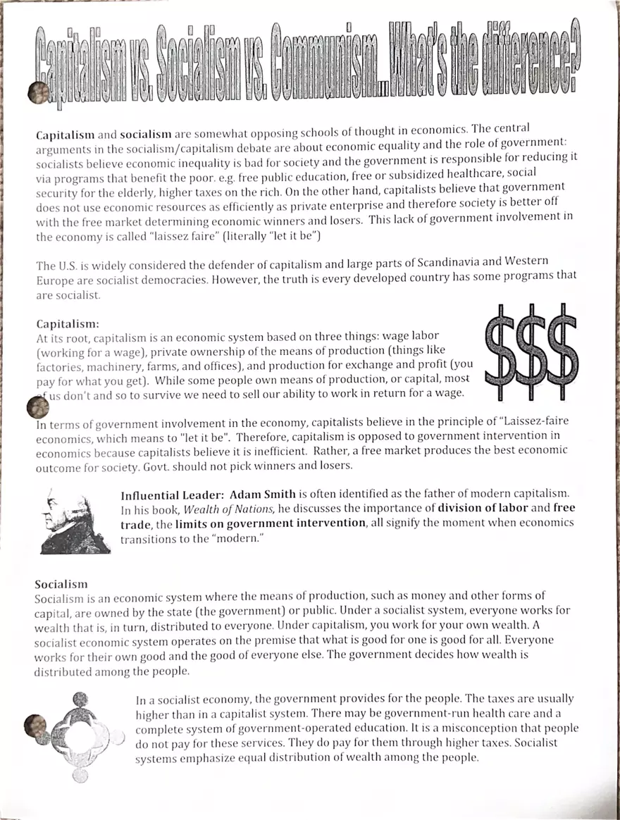 Difference of Capitalism vs. Socialism vs. Communism - Page 1