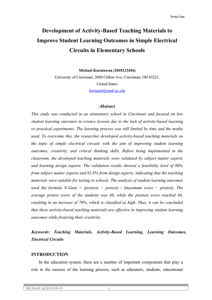 Development of Activity-Based Teaching Materials - Page 1