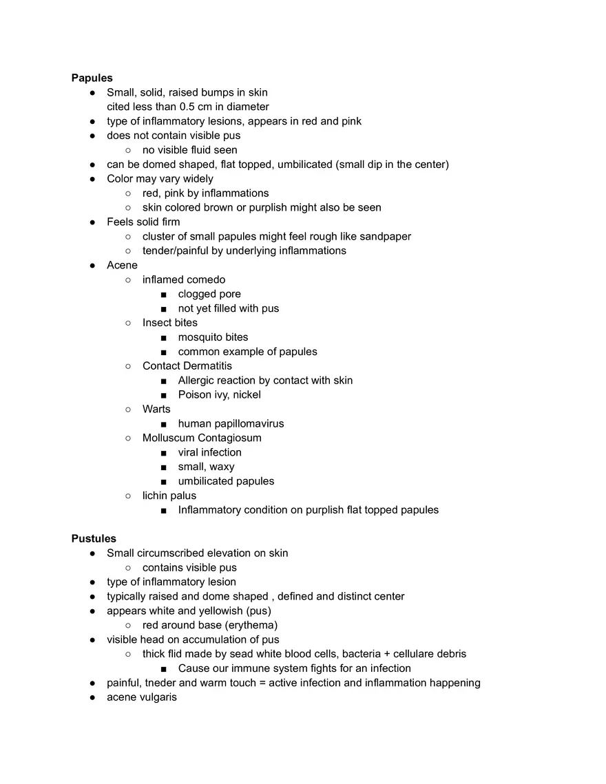 Papules and Pustules - Page 1