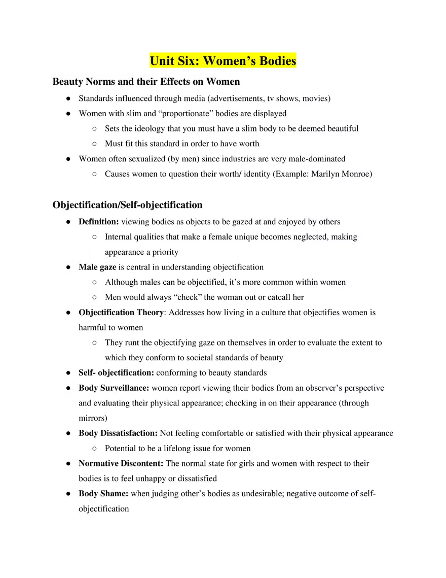 Women’s Psychology Unit 6 - Page 1