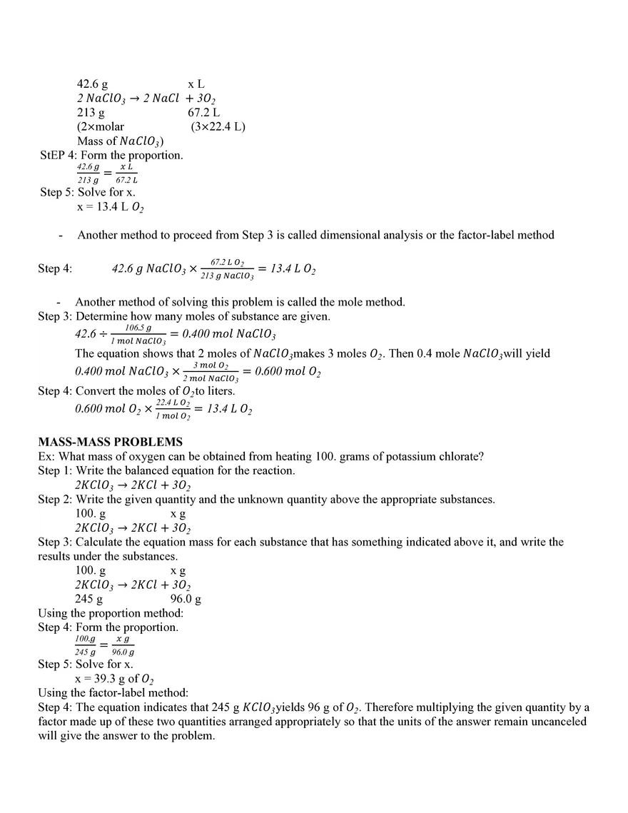 Chapter 6 Stoichiometry (Chemical Calculations) and the Mole Concept - Page 2