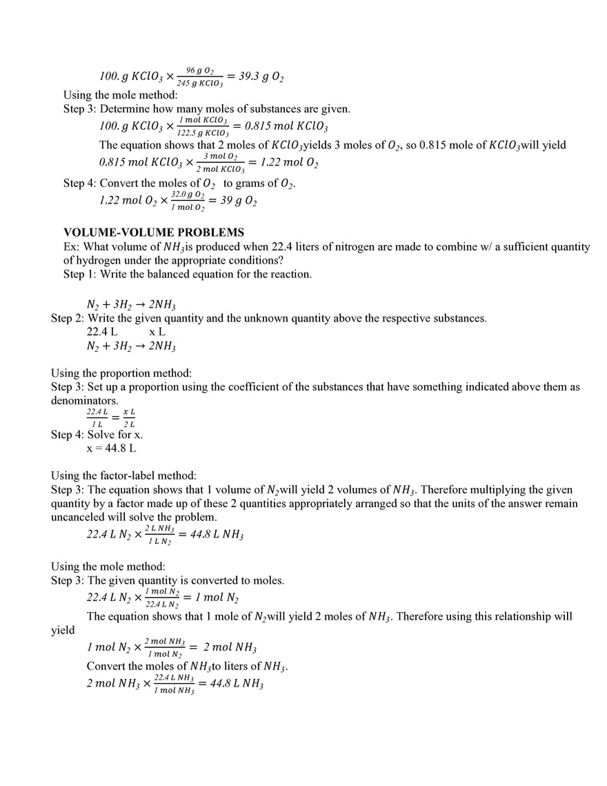 Chapter 6 Stoichiometry (Chemical Calculations) and the Mole Concept - Page 3