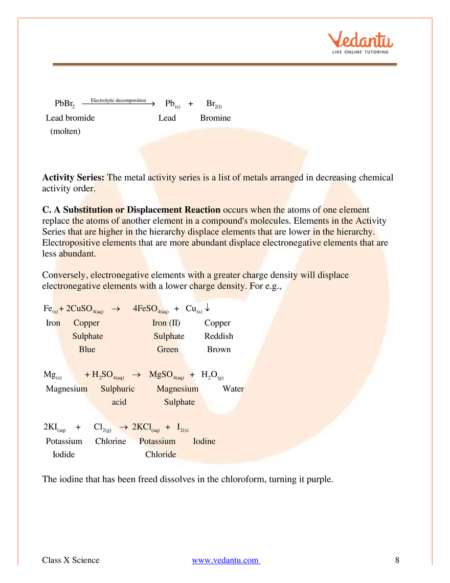 Chemical Reactions And Equations Class 10 Science Notes - Page 11