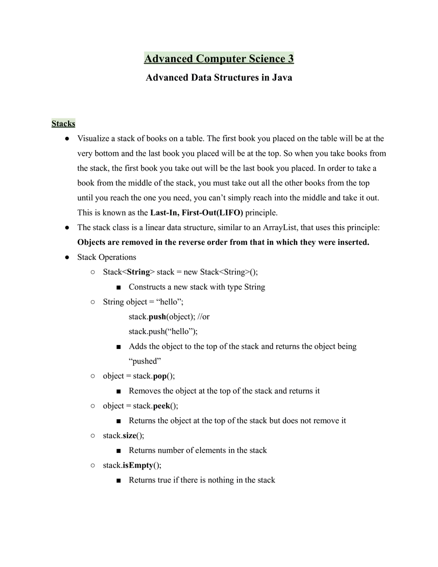 Advanced Data Structures in Java - Page 1