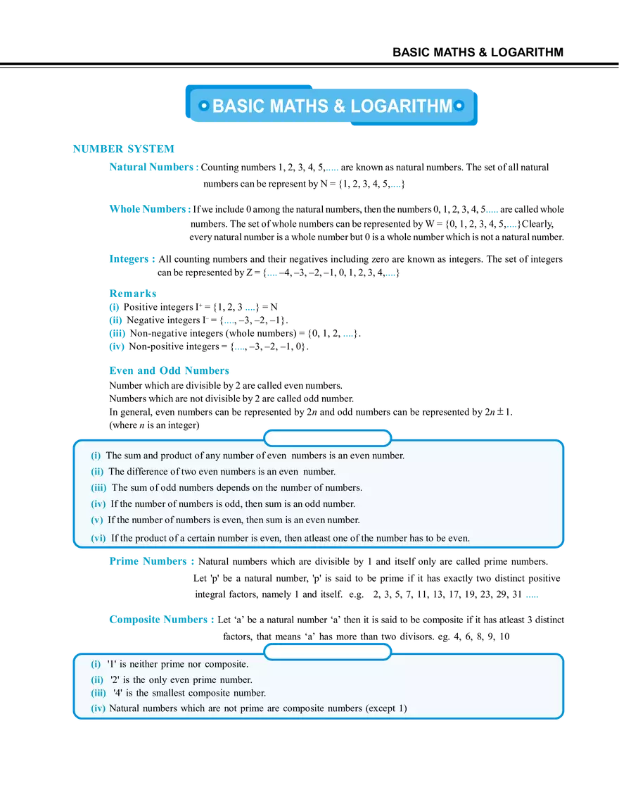 Basic Maths & Logarithm - Page 1