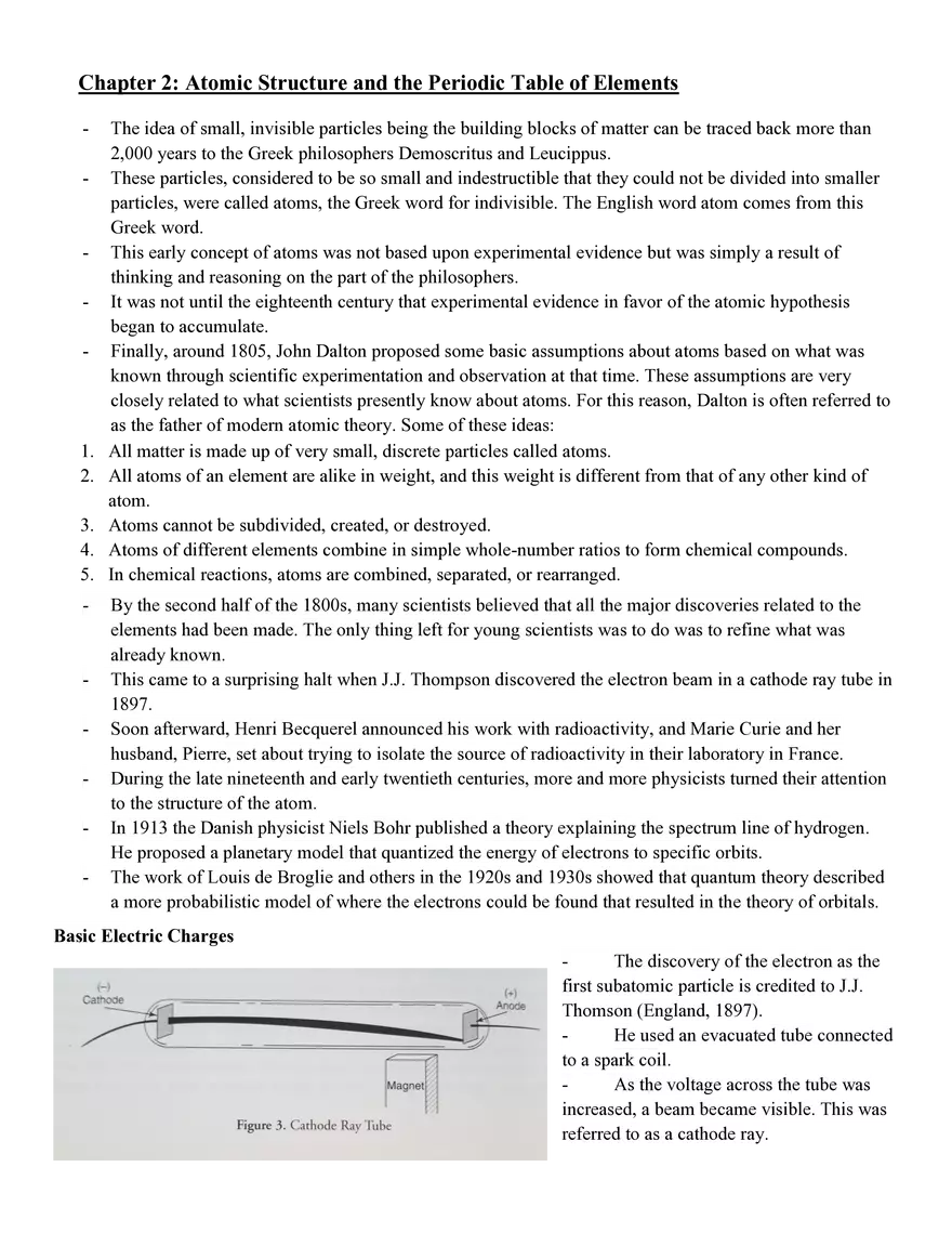 Chapter 2 Atomic Structure and the Periodic Table of Elements - Page 1
