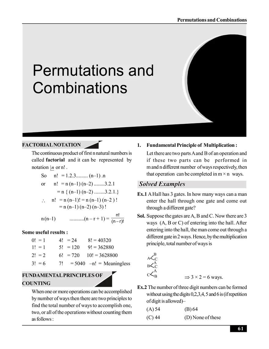 Permutations and Combinations - Page 1