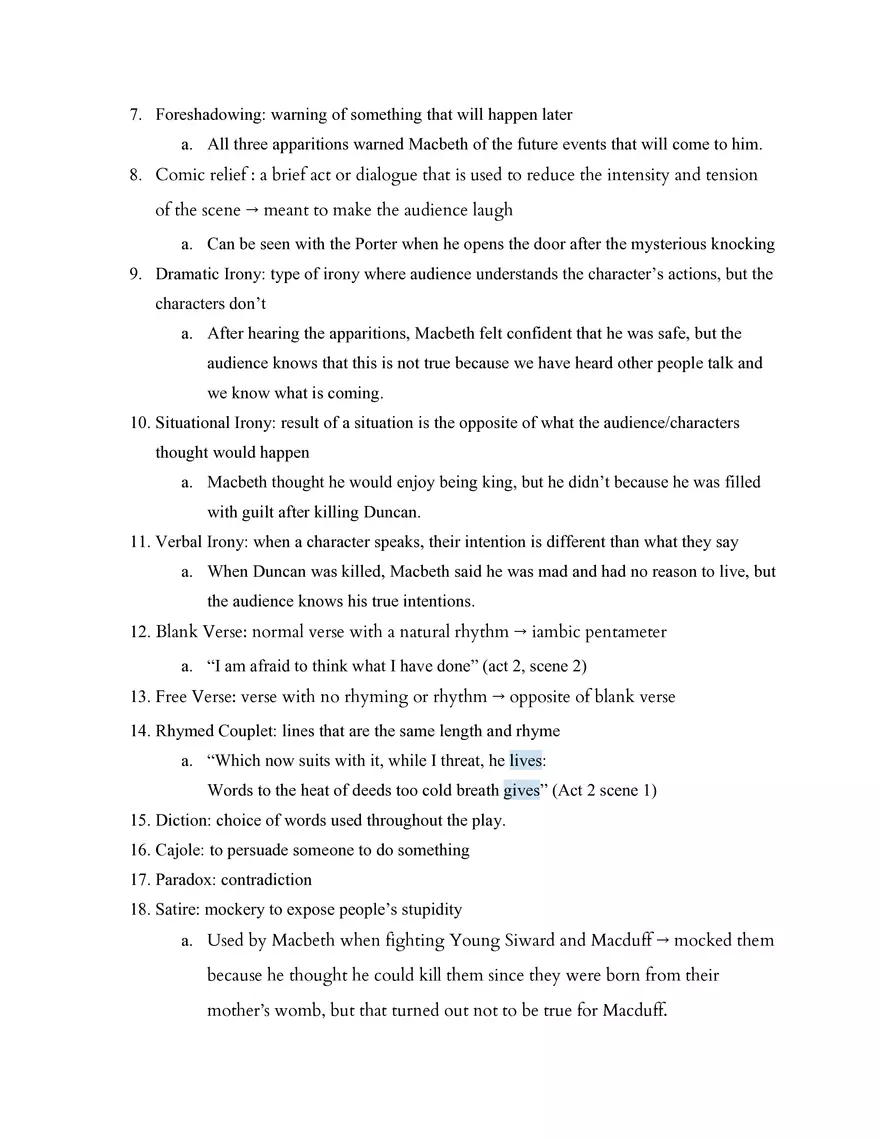 English 2 Study Guide Macbeth - Page 9