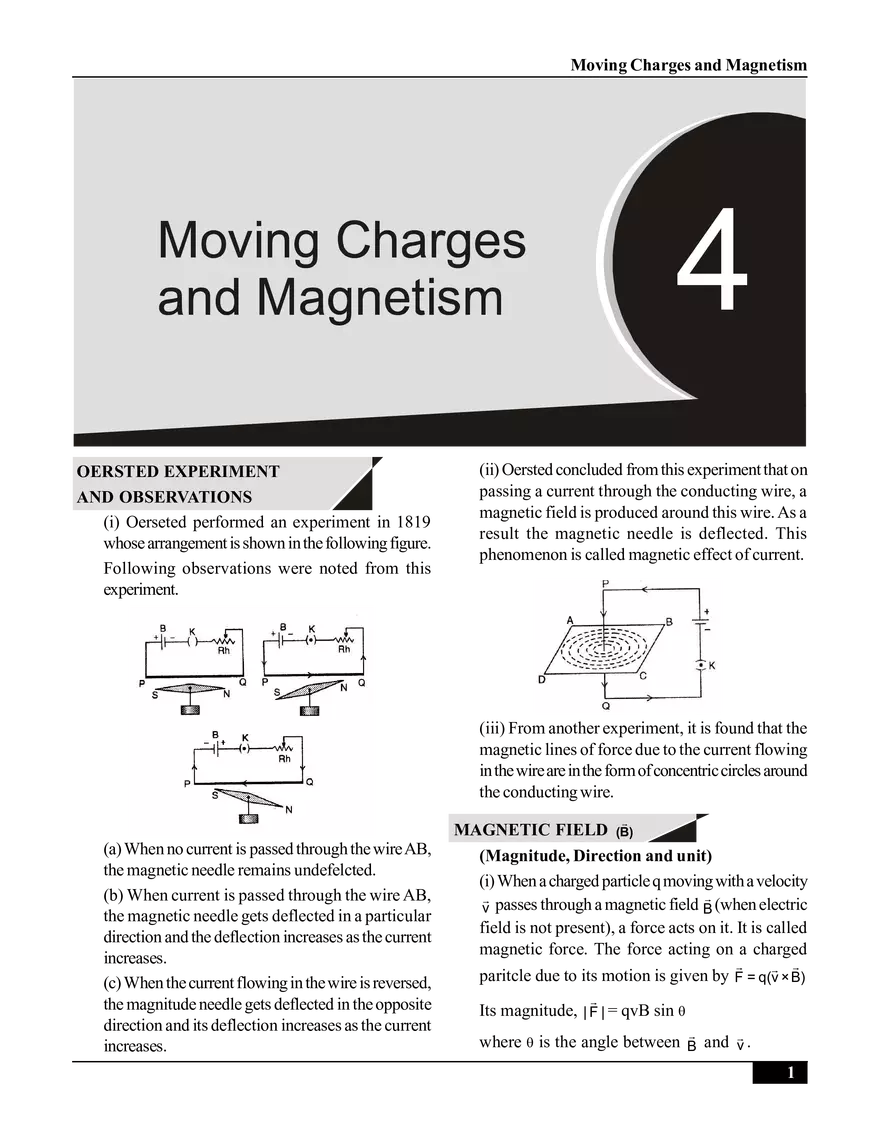 Moving Charges and Magnetism - Page 1