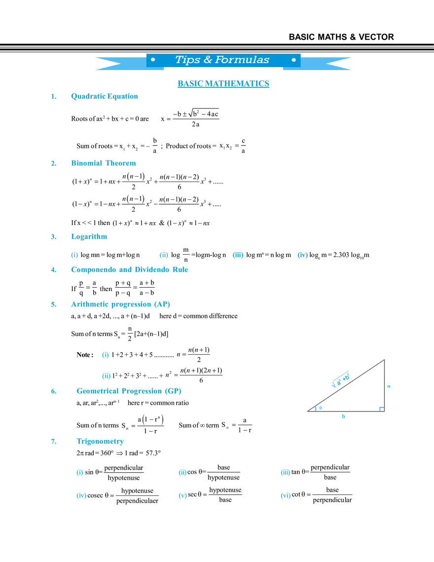 Tips and Formulas Basic Maths - Page 1