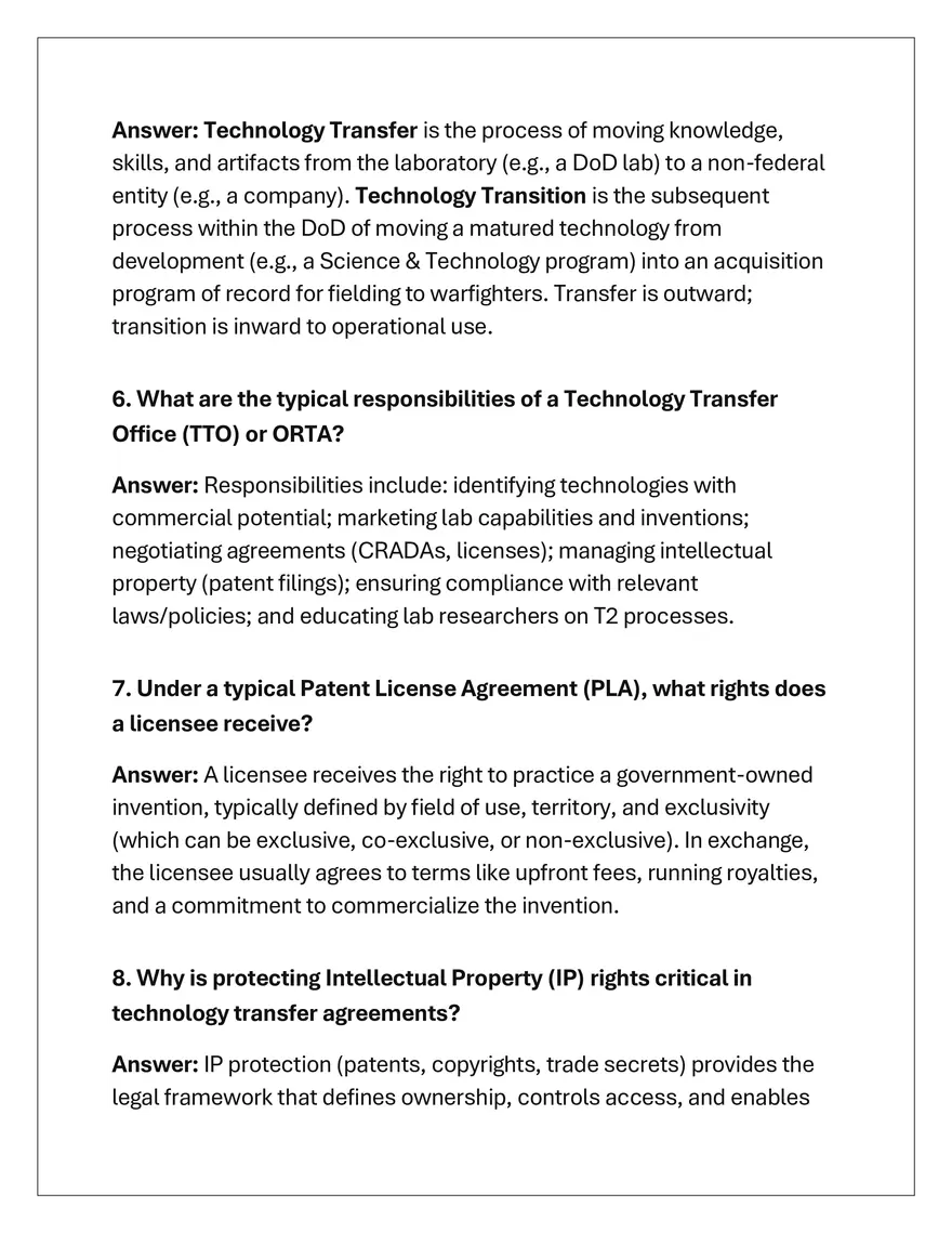 CLE 069 Technology Transfer Exam - Page 11