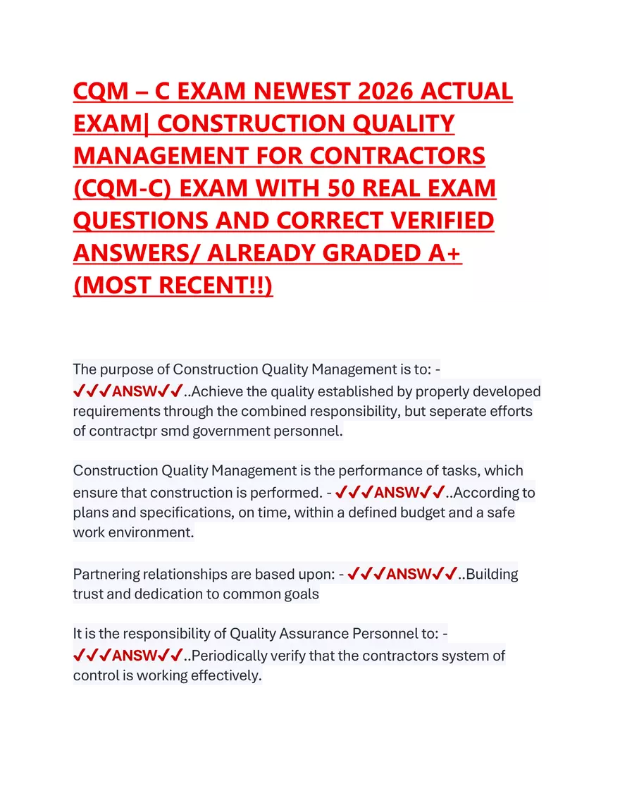 CQM - C Exam Newest 2026 Actual Exam - Page 1