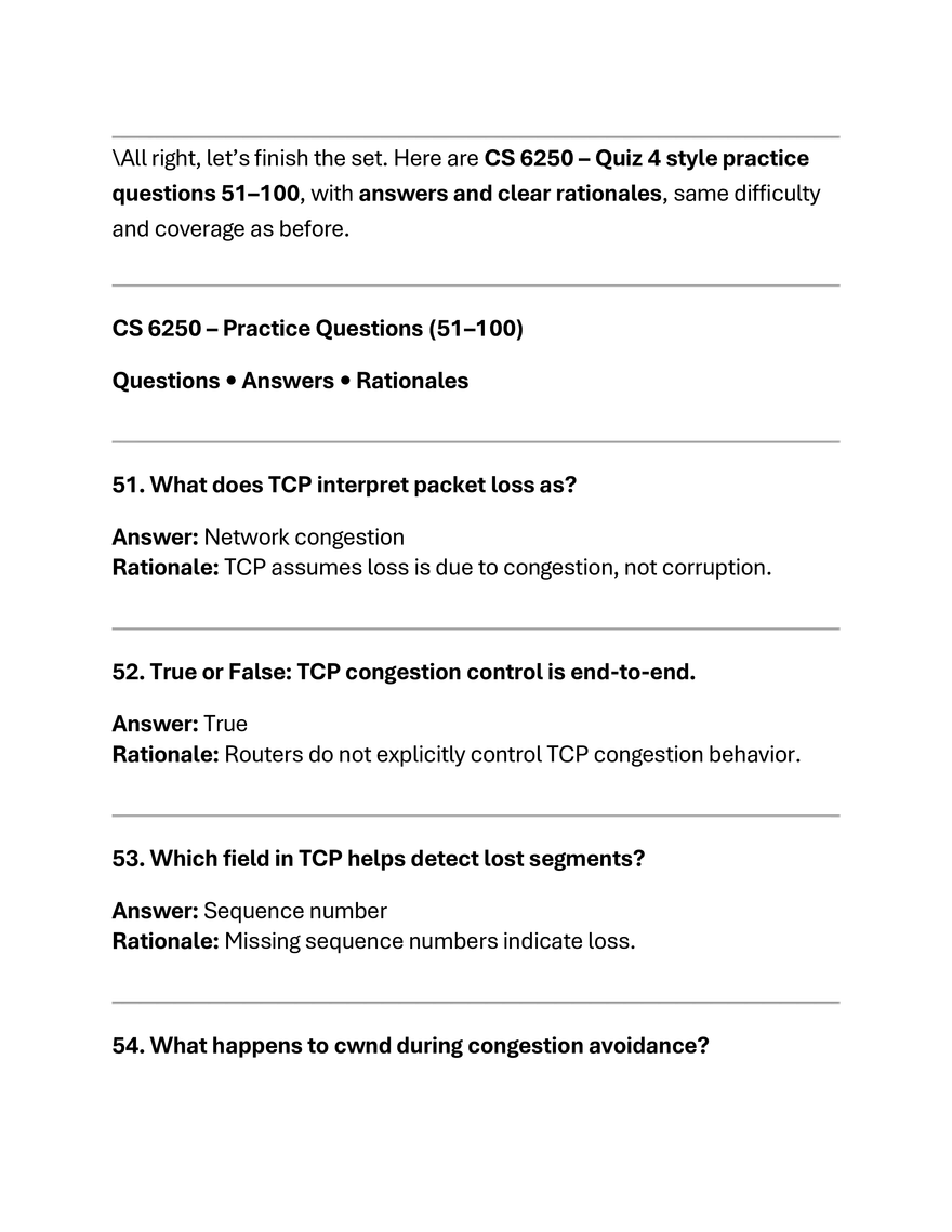 CS 6250 Quiz 4 Questions and Answers - Page 3