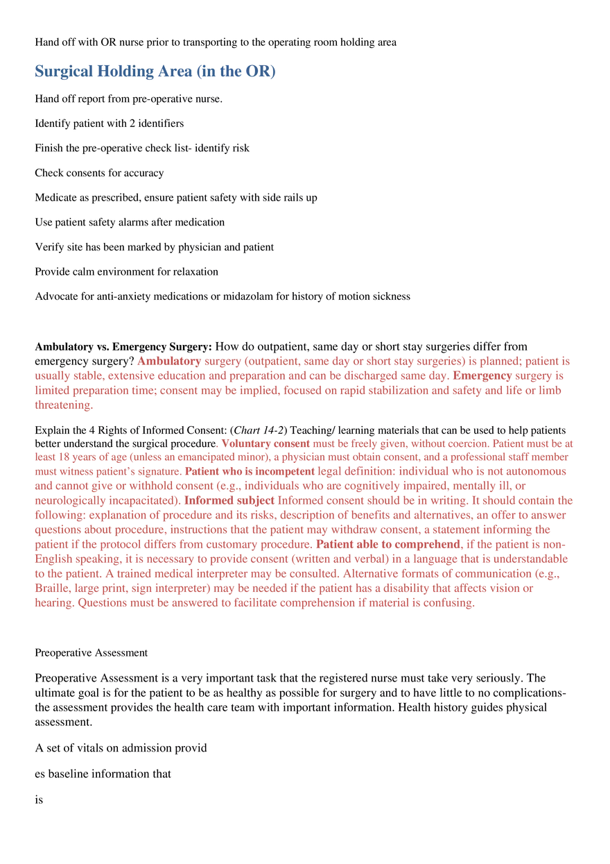 Perioperative Concepts and Nursing Management, Chapters 14-16 - Page 37