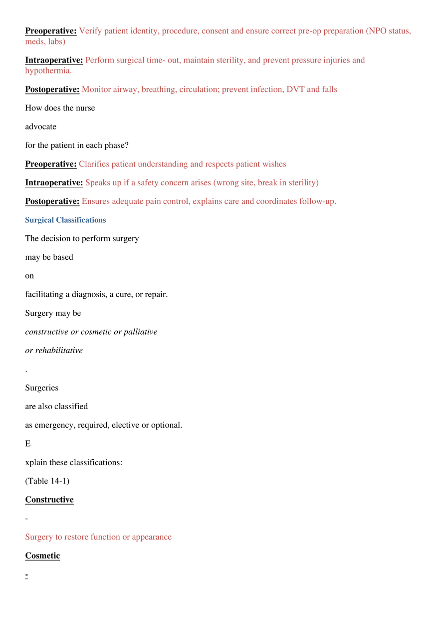 Perioperative Concepts and Nursing Management, Chapters 14-16 - Page 2