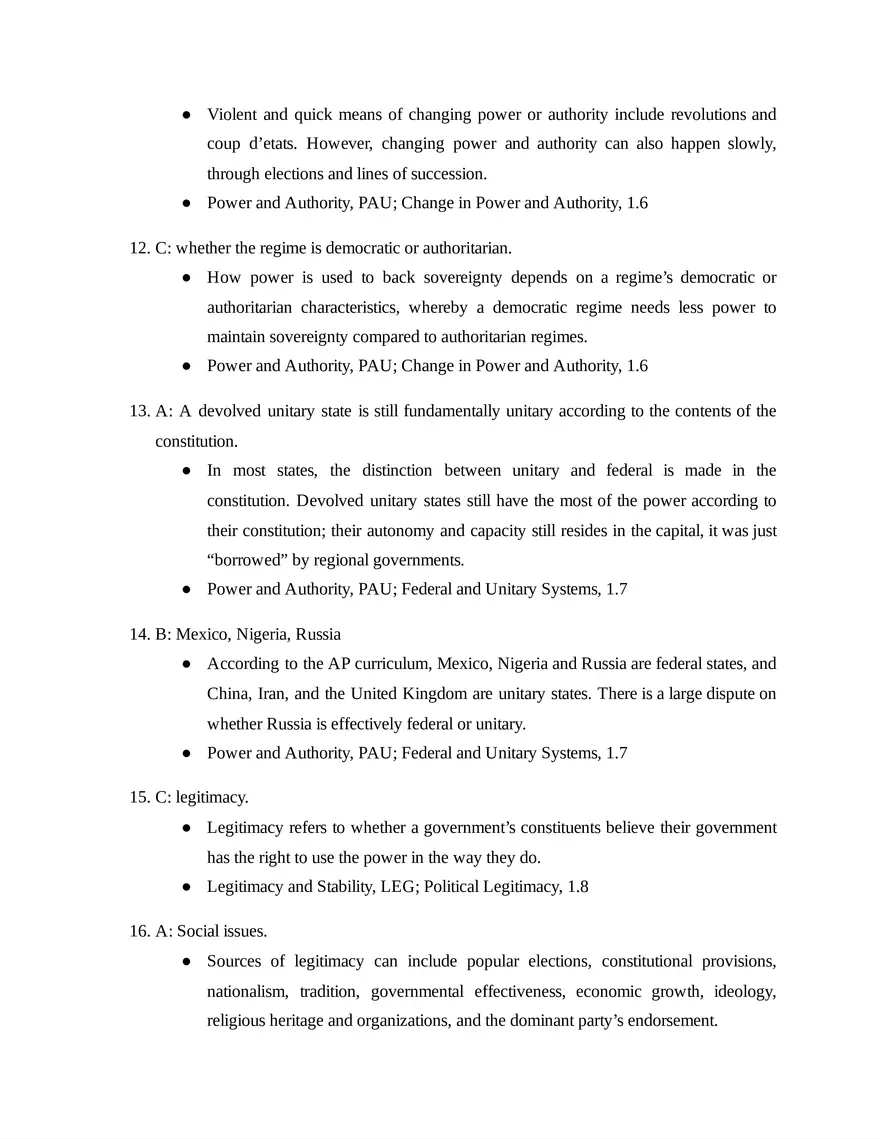 AP Comparative Government and Politics Unit 1 Quiz - Page 7