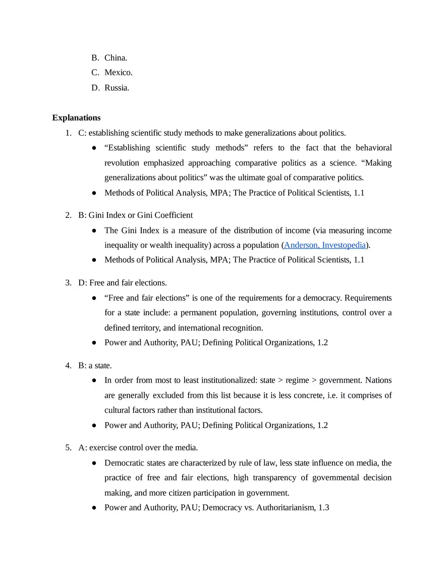 AP Comparative Government and Politics Unit 1 Quiz - Page 5