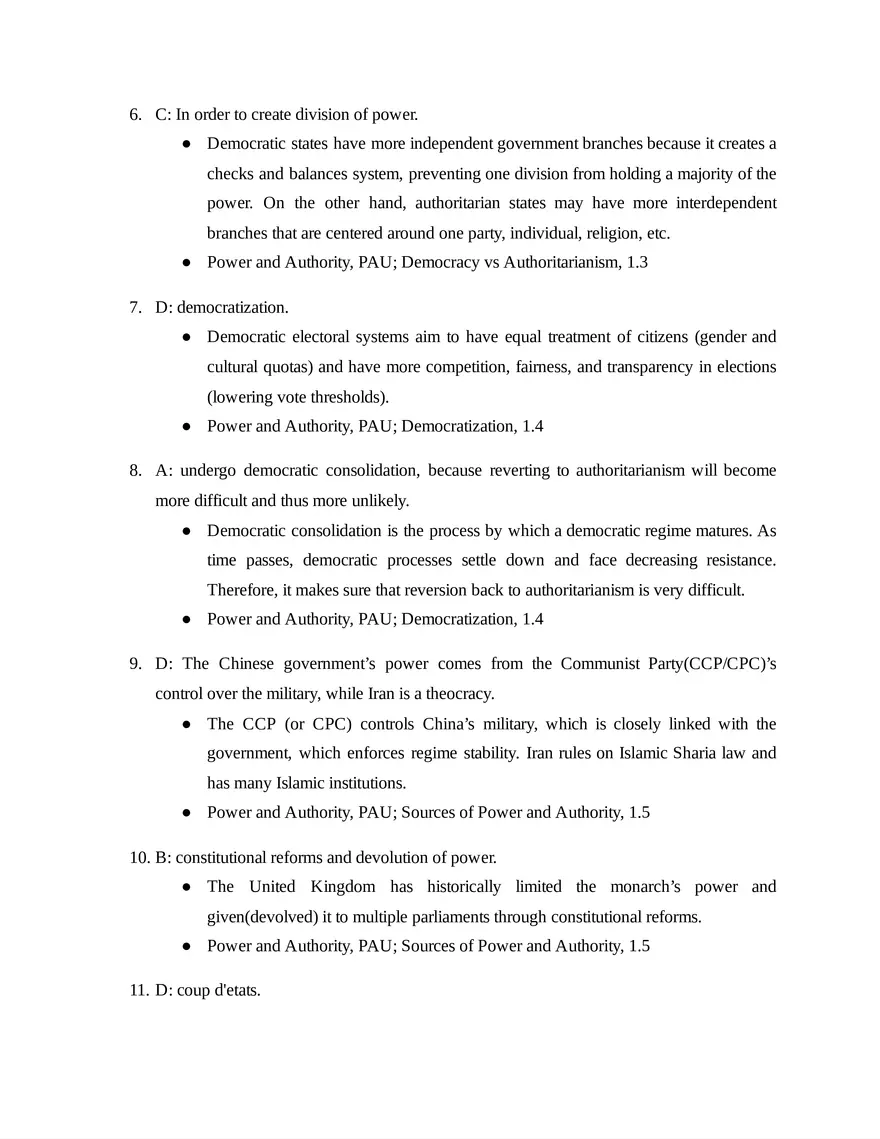 AP Comparative Government and Politics Unit 1 Quiz - Page 6