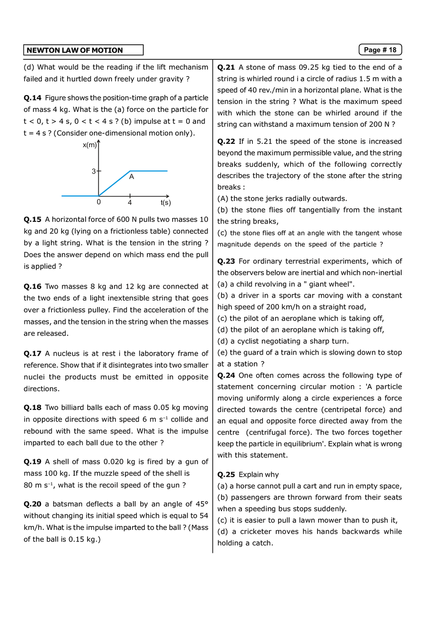 Newton Law of Motion Exercise - I - Page 2