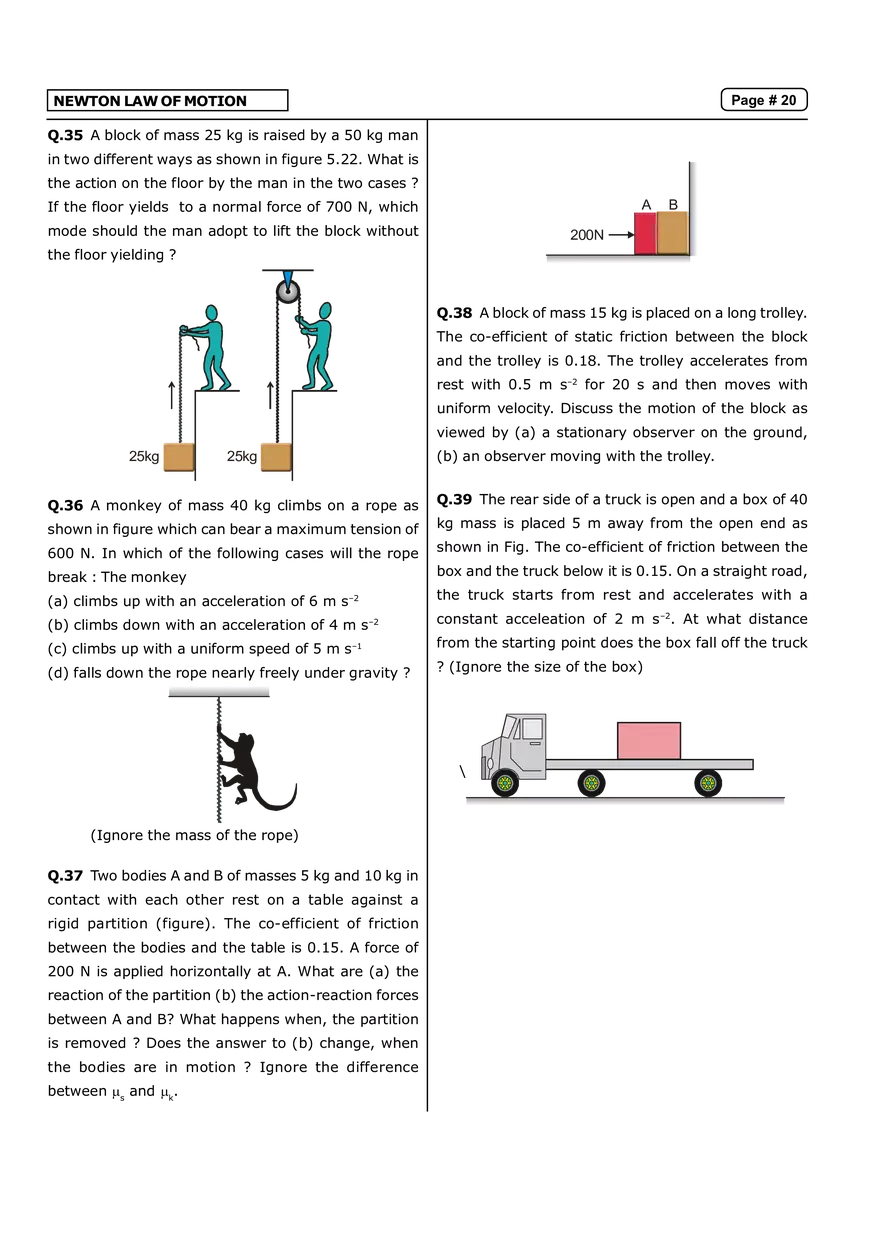 Newton Law of Motion Exercise - I - Page 4