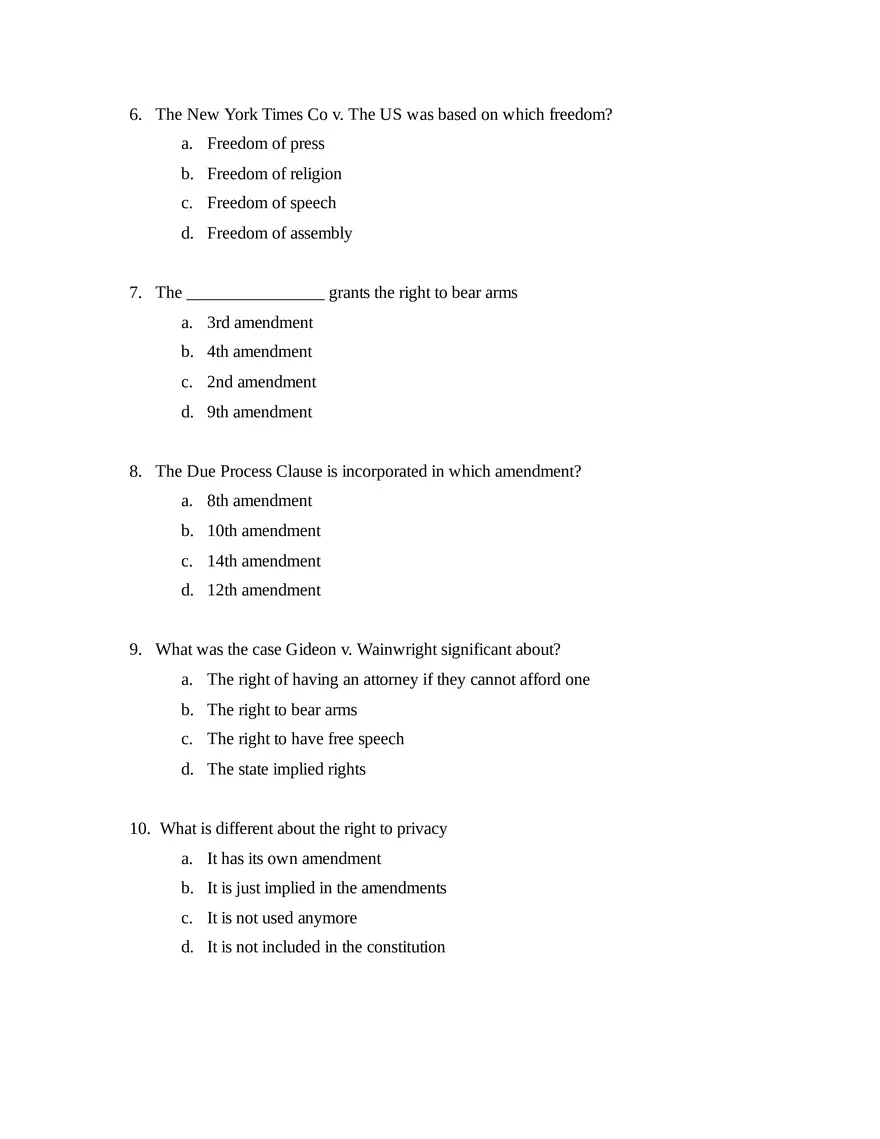 AP U.S. Government and Politics Unit 3 Quiz - Page 2
