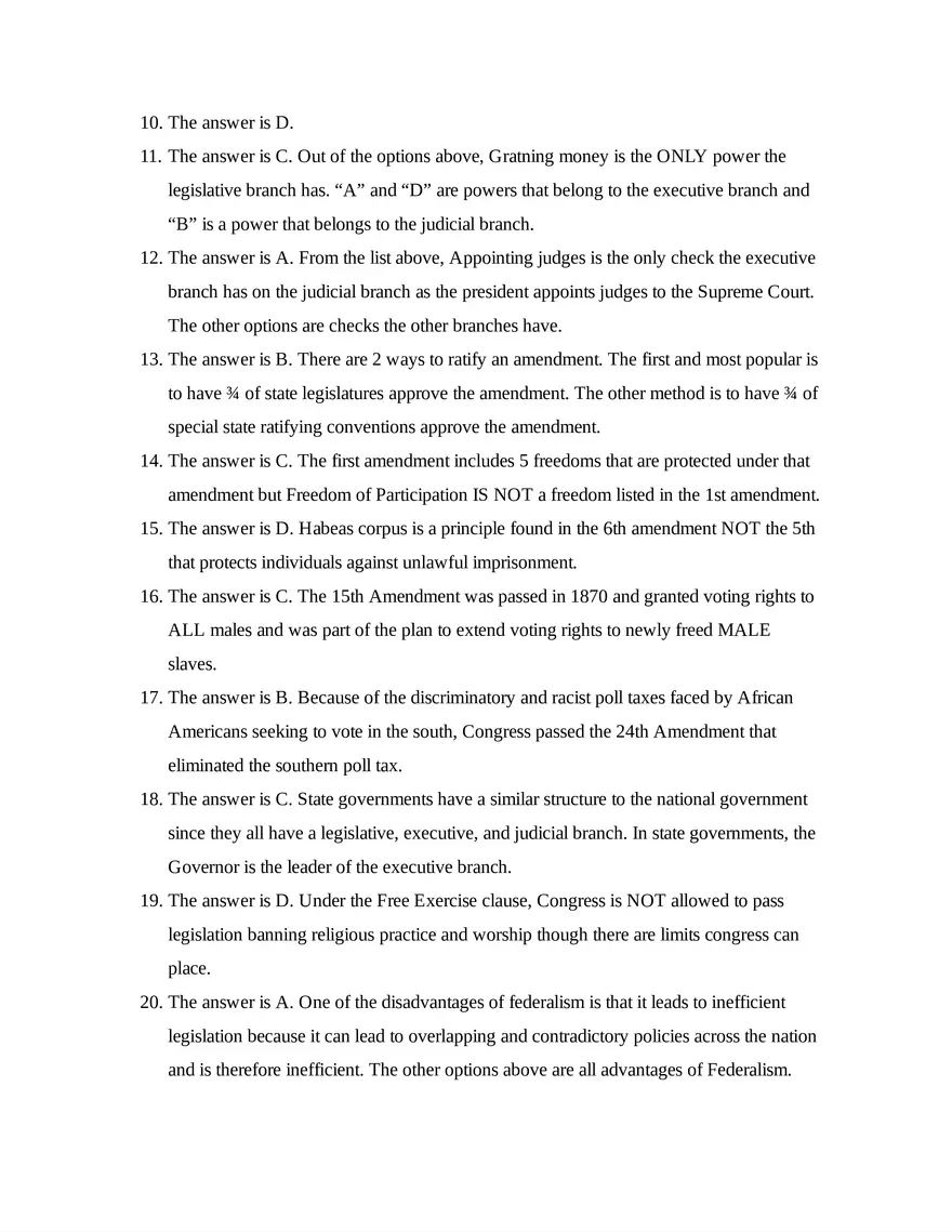 AP U.S. Government and Politics Unit 1 Quiz - Page 8