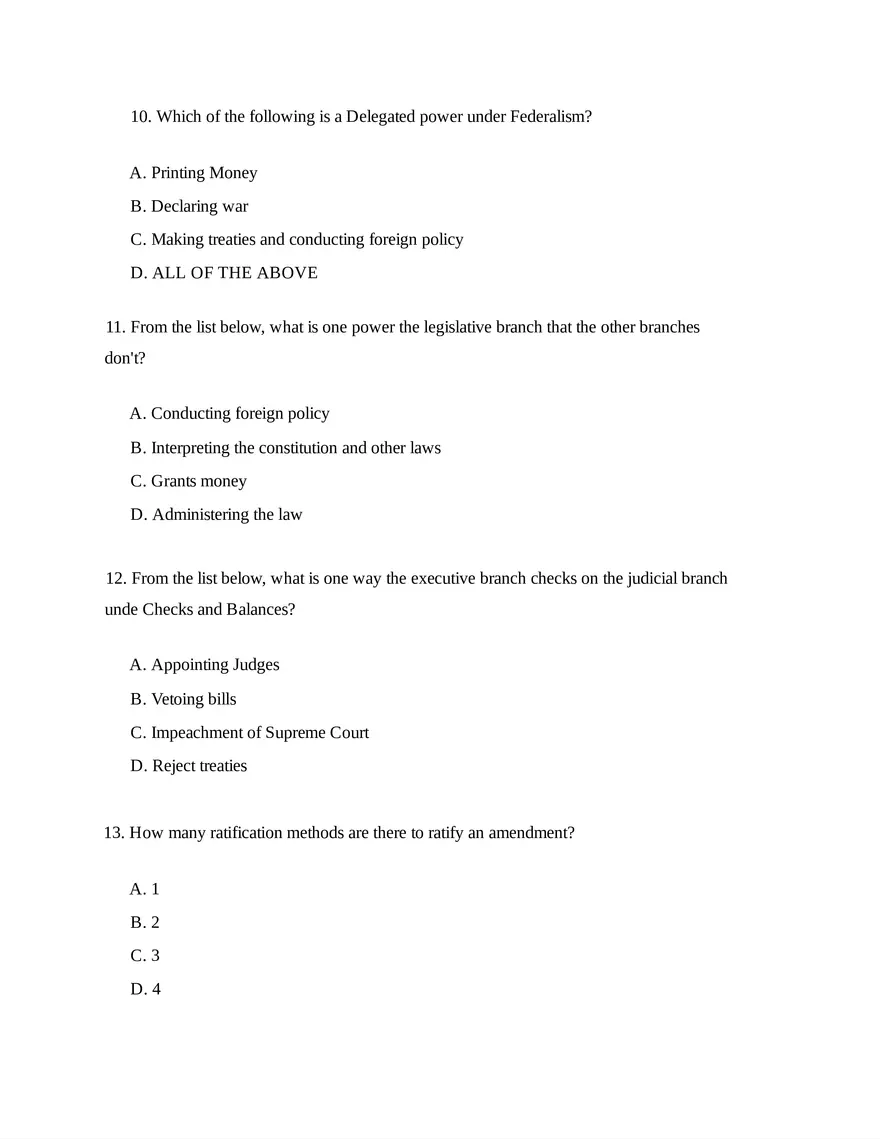 AP U.S. Government and Politics Unit 1 Quiz - Page 4