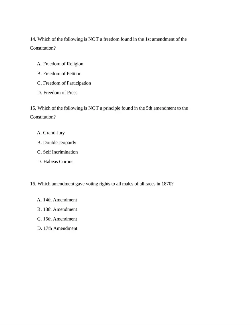 AP U.S. Government and Politics Unit 1 Quiz - Page 5