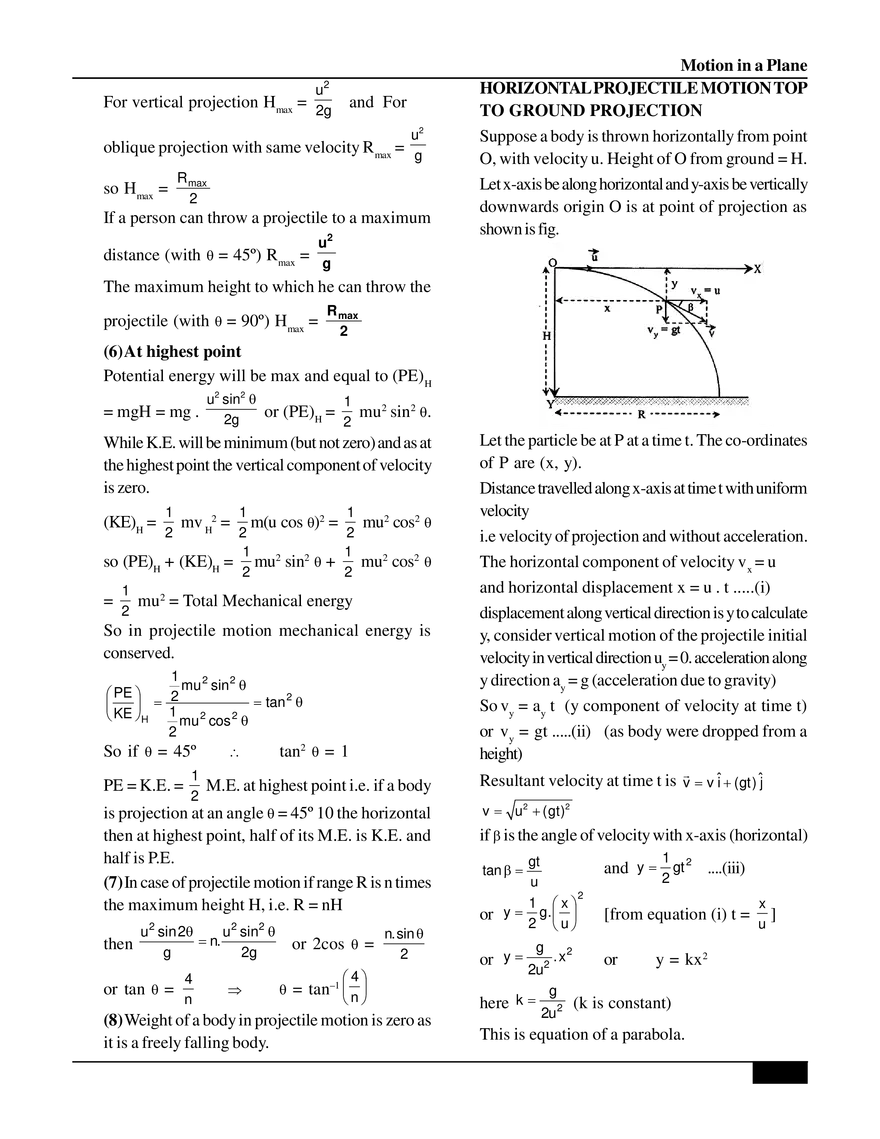 Motion in a Plane Projectile Motion - Page 4