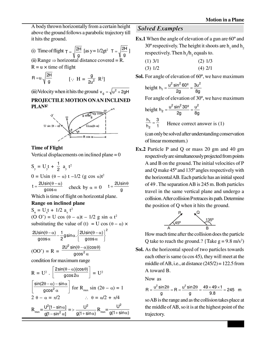 Motion in a Plane Projectile Motion - Page 5