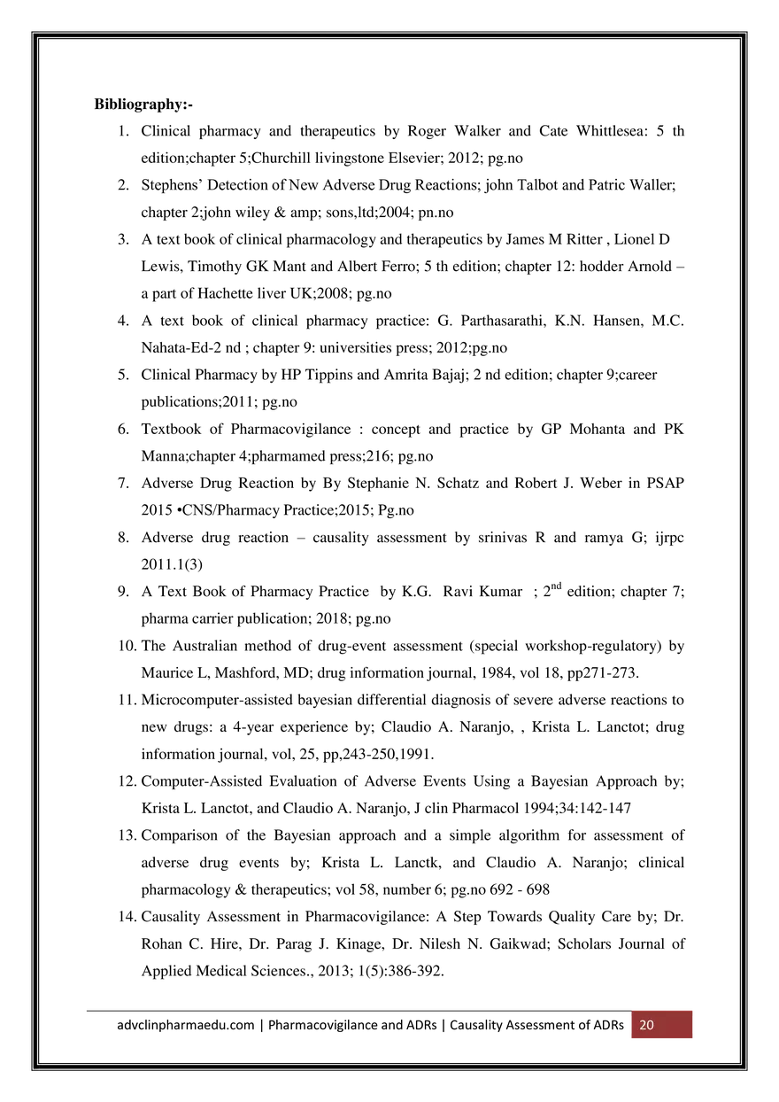 Causality Assessment of Adverse Drug Reactions ADR - Page 12