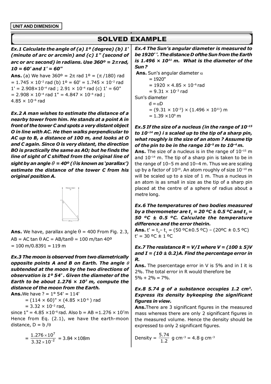 Unit and Dimension  Solved Example - Page 1