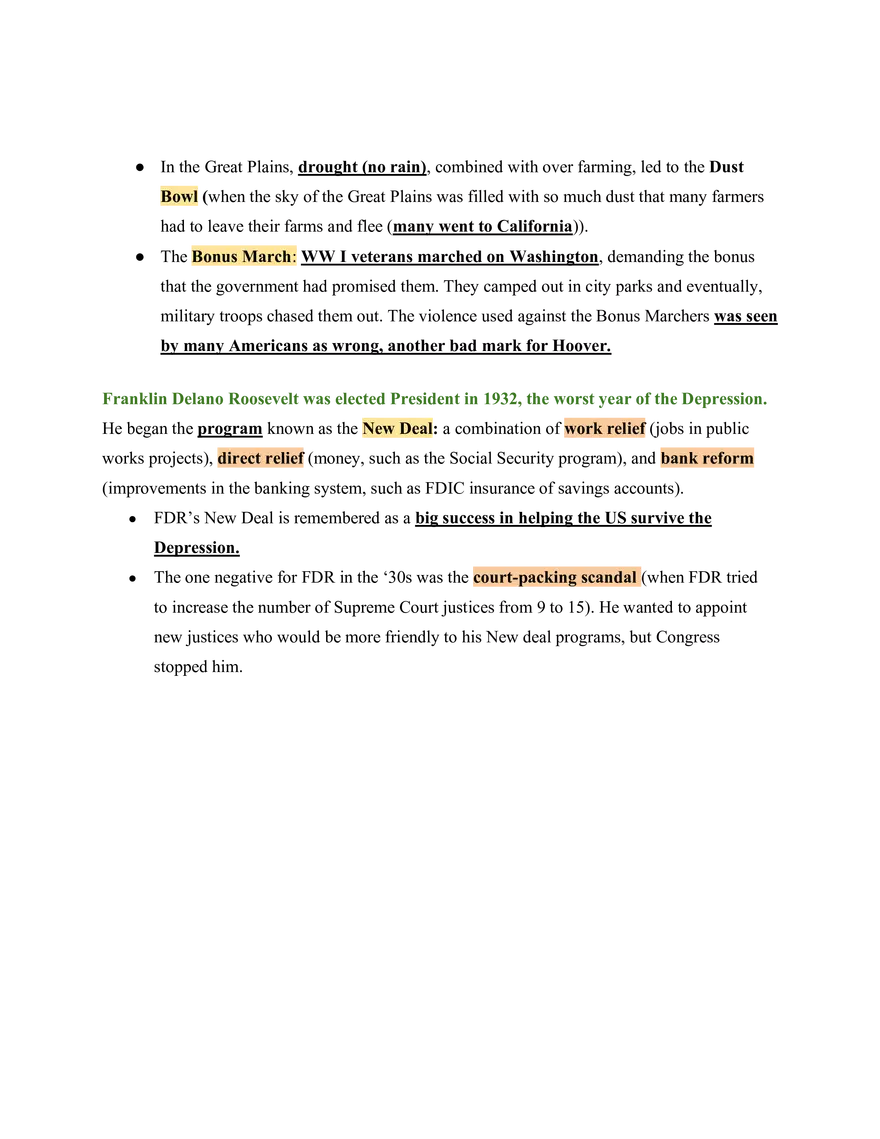 United States History The Great Depression - Page 2