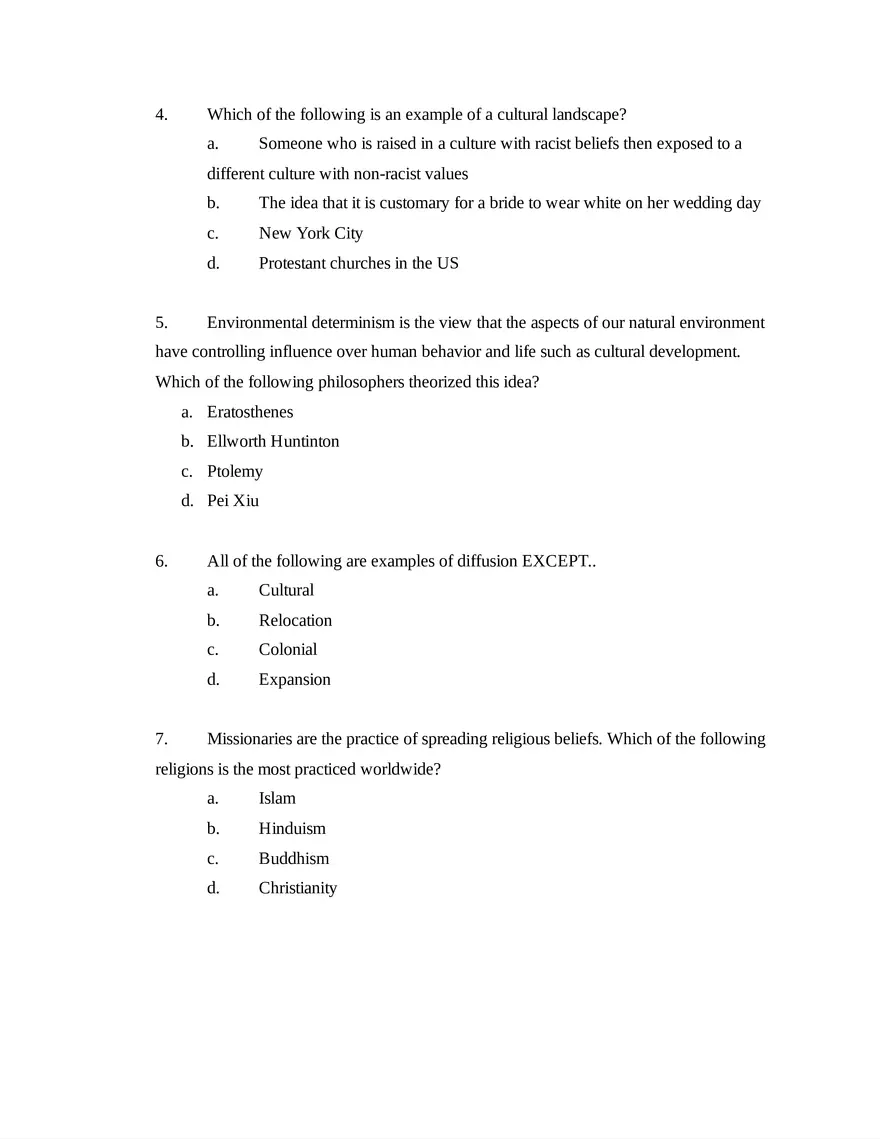 AP Human Geography Unit 3 Quiz - Page 2