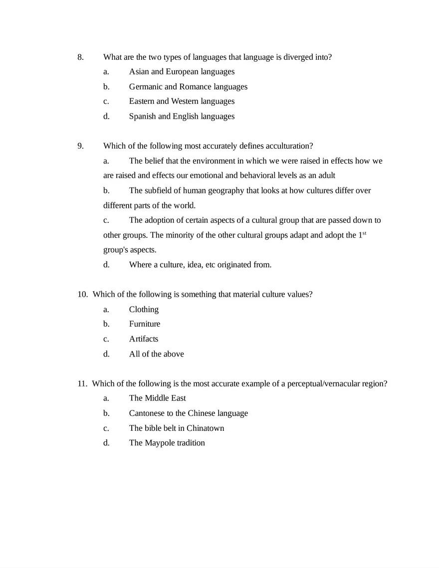 AP Human Geography Unit 3 Quiz - Page 3