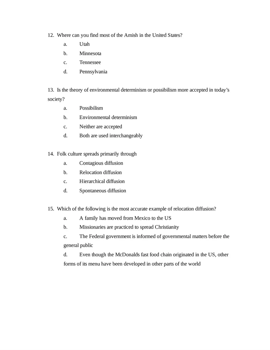 AP Human Geography Unit 3 Quiz - Page 4