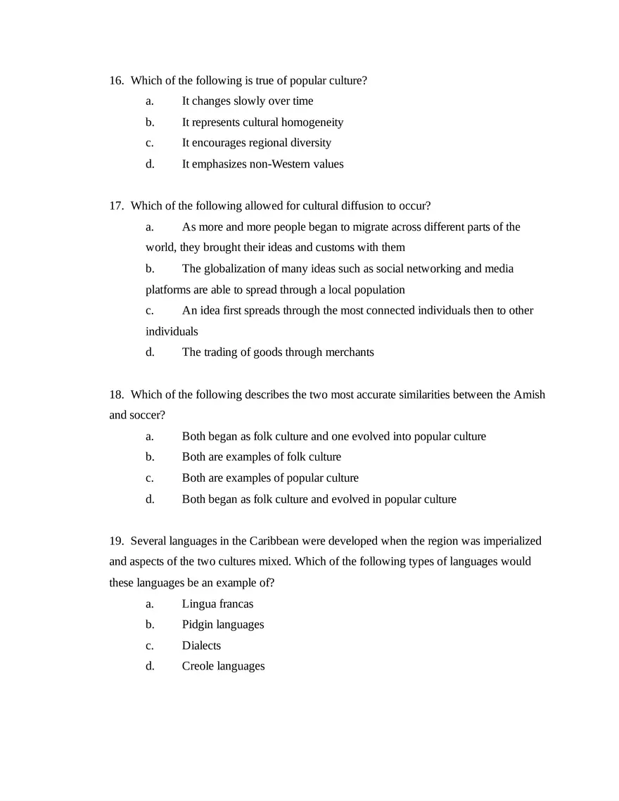 AP Human Geography Unit 3 Quiz - Page 5