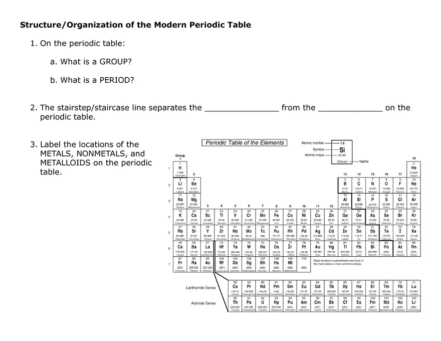 Intro to the Periodic Table Handout - Page 2