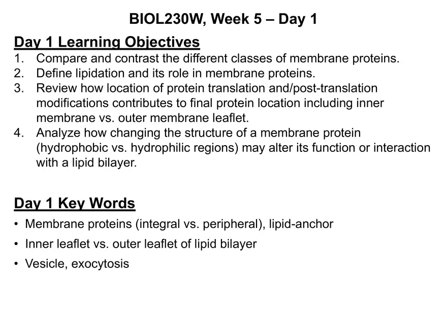 BIOL230W, Week 5 - Day 1 - Page 1