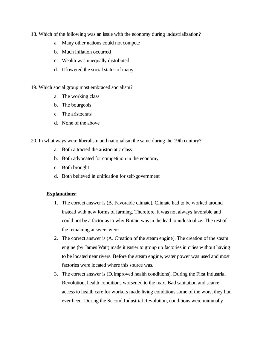 AP European History Unit 6 Quiz - Page 5