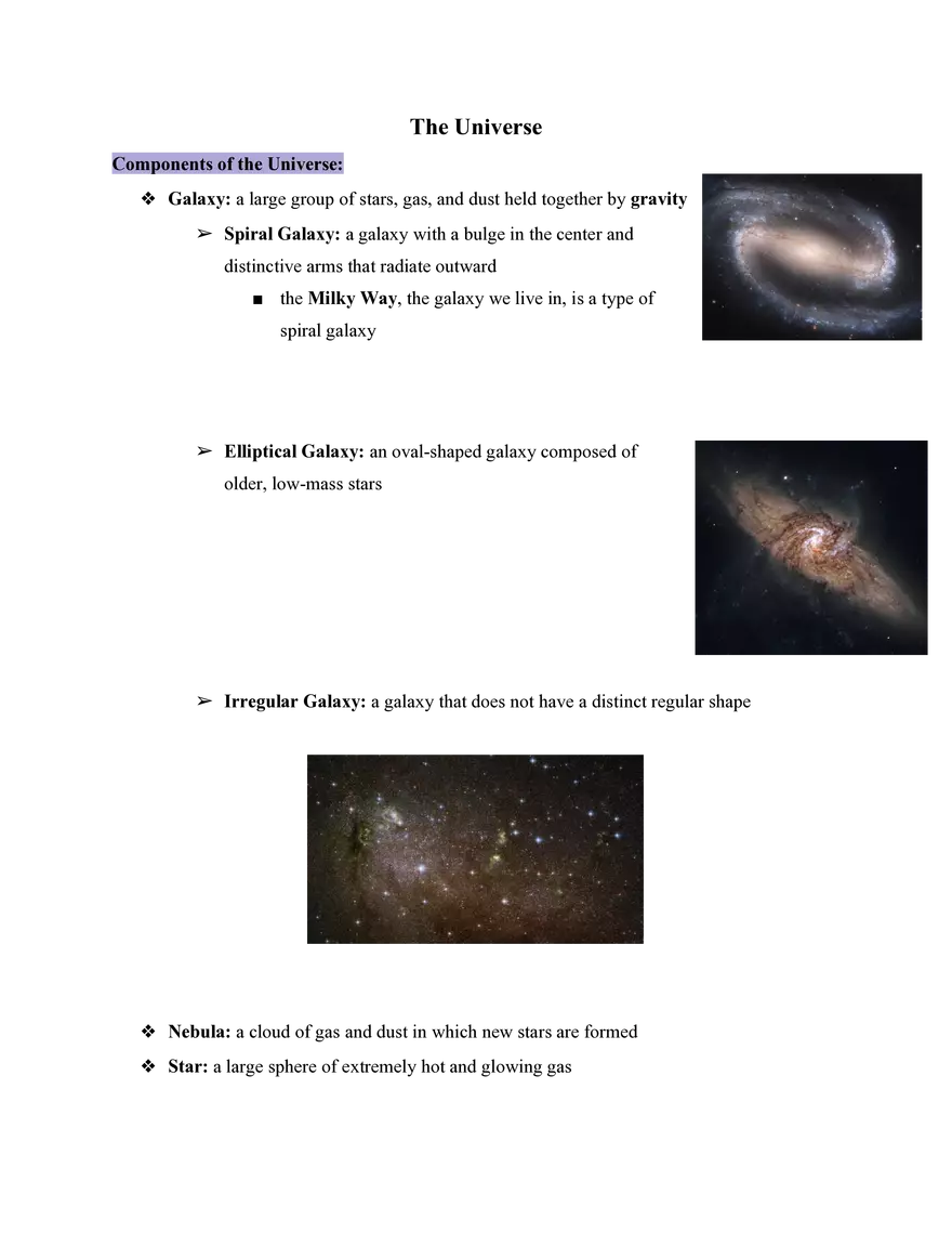 8th Grade The Universe - Page 1