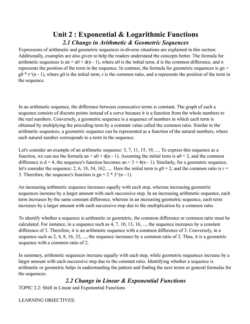 Unit 2 Exponential & Logarithmic Functions - Page 1