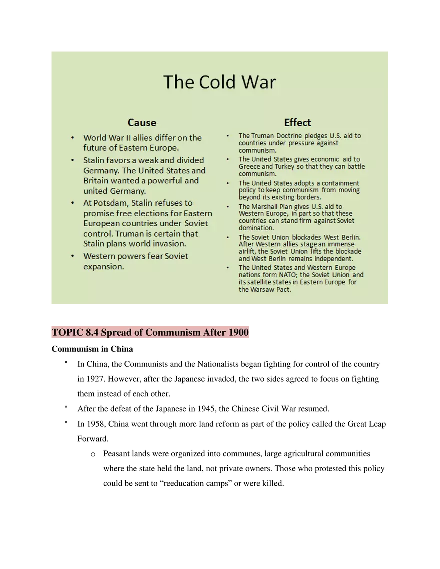 AP World History Unit 8 Cold War and Decolonization - Page 2
